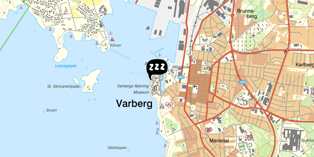 Map showing the location of Fästningens vandrarhem