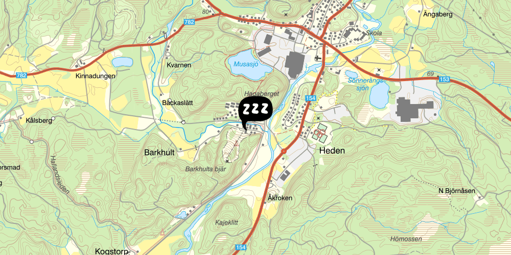 Map showing the location of Gekås stugby