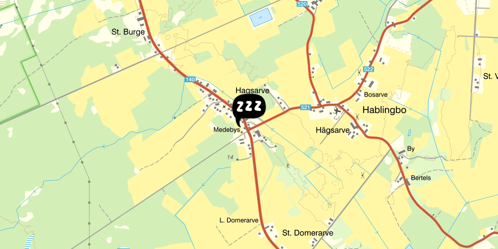 Map showing the location of Hablingbo vandrarhem