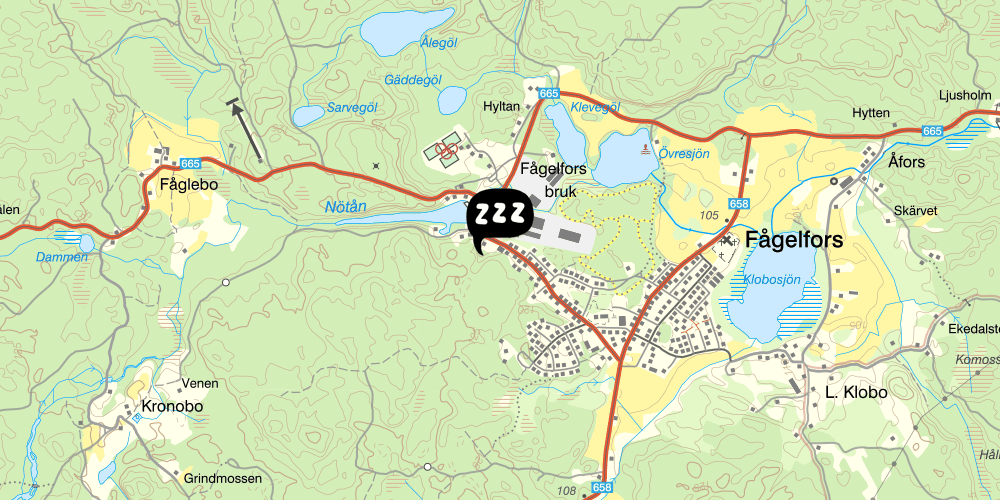 Map showing the location of Fågelfors värdshus