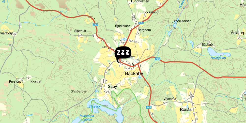 Map showing the location of Plymska Huset Vandrarhem