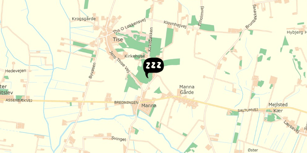 Map showing the location of B&B og Hostel Thise Ladegaard