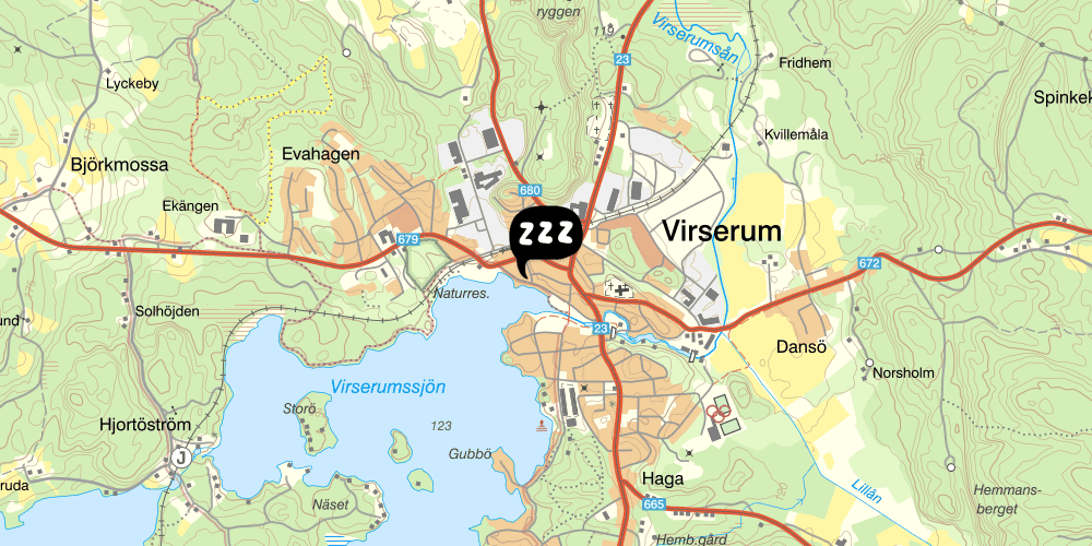 Map showing the location of Virserums vandrarhem