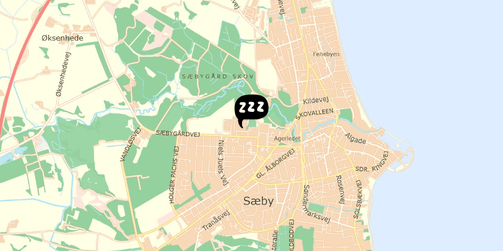 Map showing the location of Sæby Spektrum & Hostel