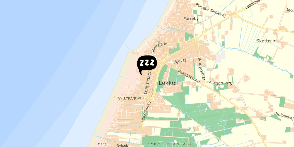 Map showing the location of Løkken Hostel