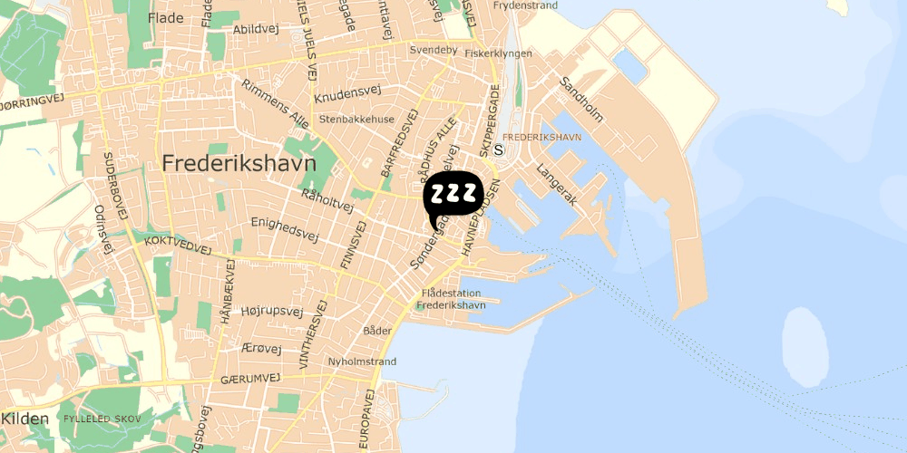 Map showing the location of Danhostel Frederikhavn