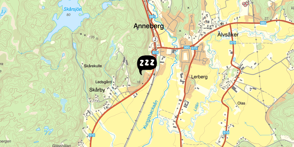Map showing the location of Kungsbacka vandrarhem