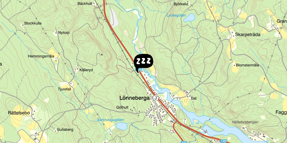 Map showing the location of Lönneberga vandrarhem