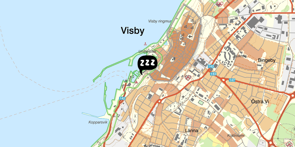 Map showing the location of Visby fängelse