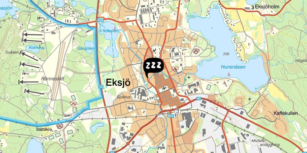 Map showing the location of Eksjö vandrarhem