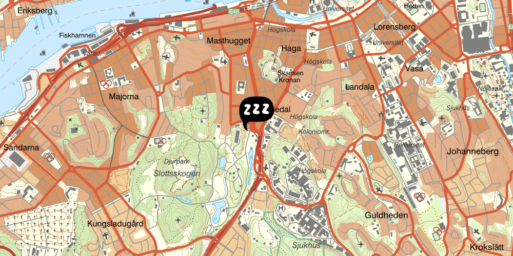 Map showing the location of Linnéplatsens Hotell & Vandrarhem