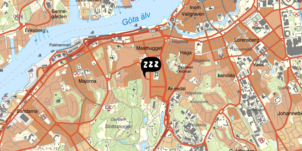Map showing the location of Linné Hostel