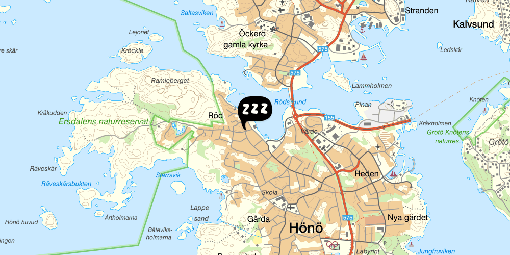 Map showing the location of Havskattens Vandrarhem