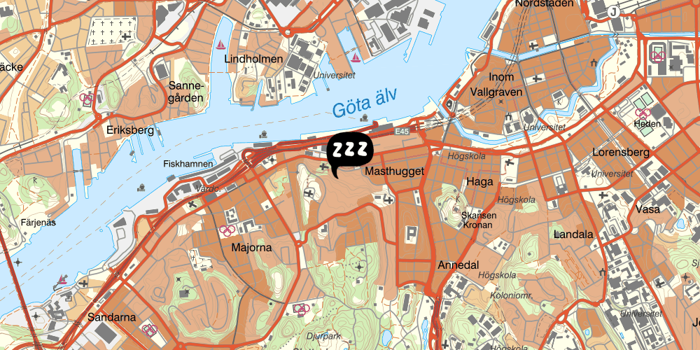 Map showing the location of Masthuggsterrassens Vandrarhem