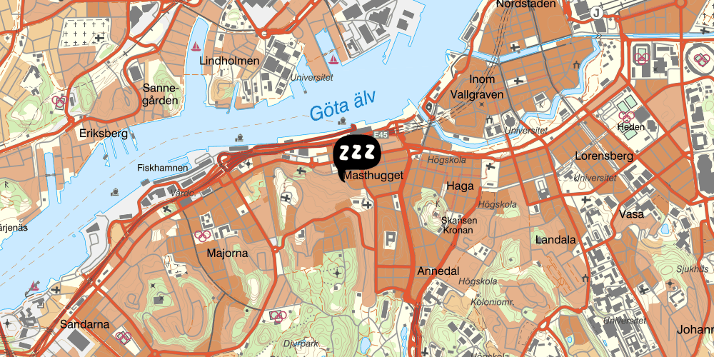 Map showing the location of Göteborgs Mini-Hotel