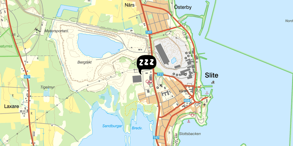 Map showing the location of Kalkbrottets vandrarhem