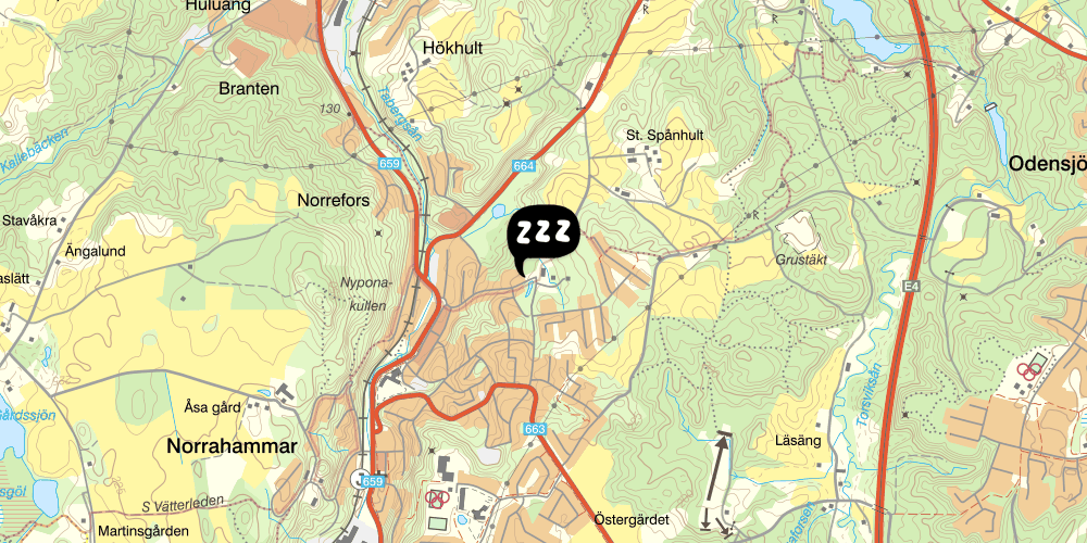 Map showing the location of Spånhults herrgård