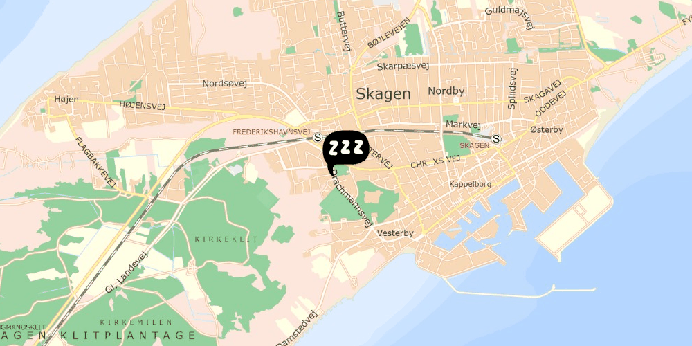 Map showing the location of Danhostel Skagen