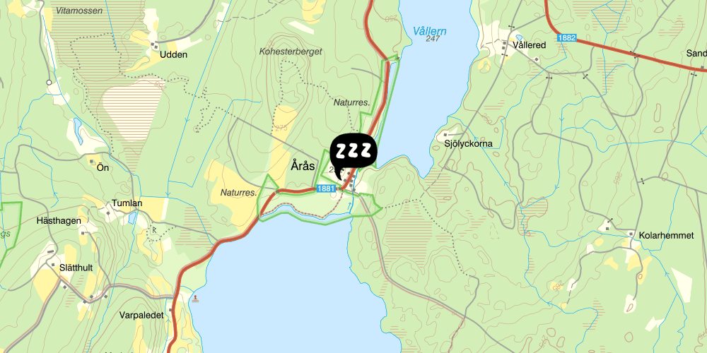 Map showing the location of Årås kvarn vandrarhem
