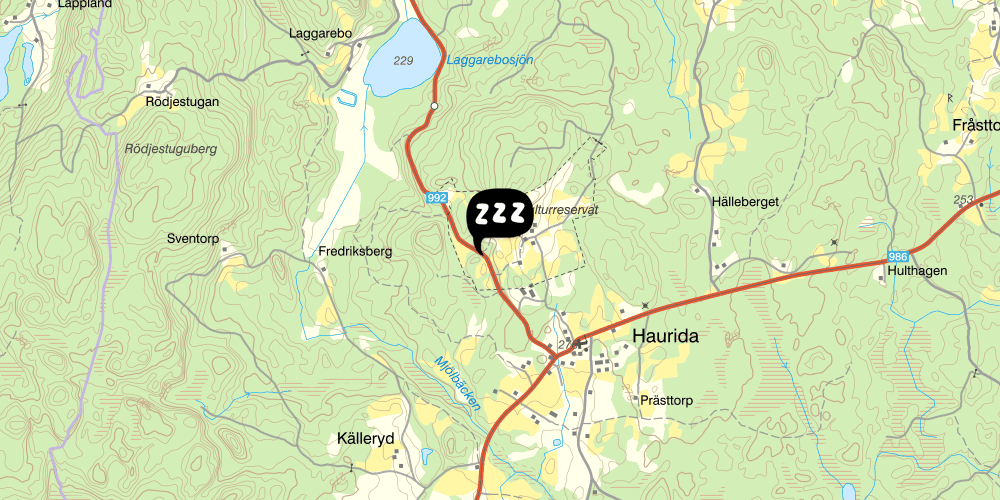 Map showing the location of Vandrarhem Åsens by