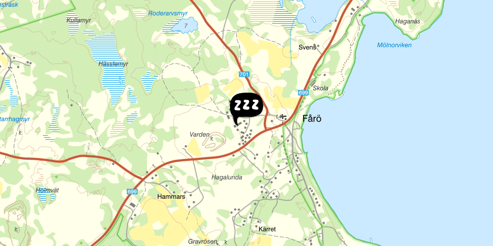 Map showing the location of Fårö kursgård