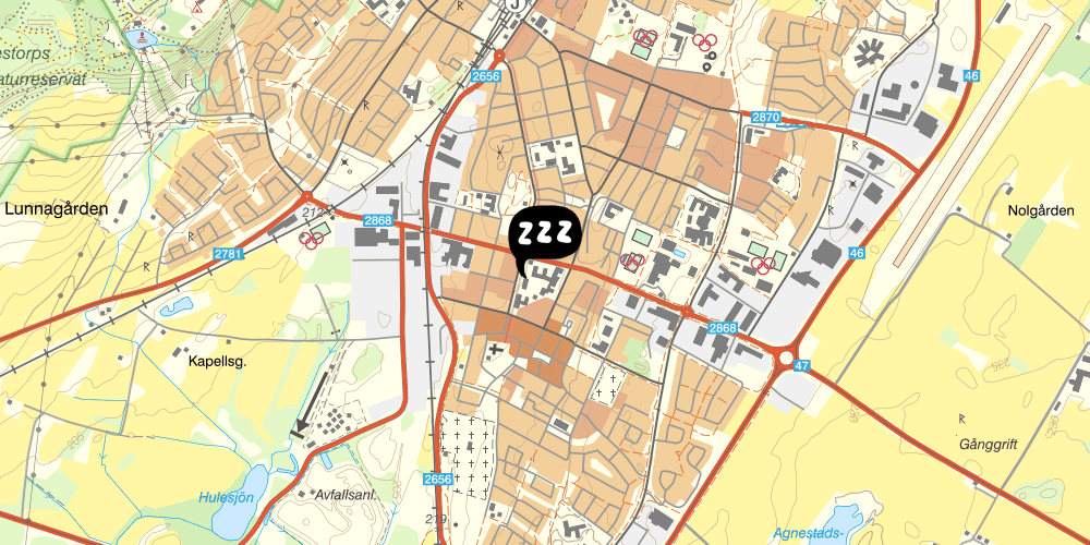 Map showing the location of Falköpings vandrarhem