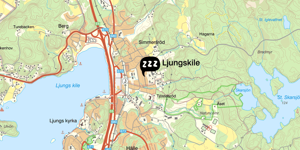 Map showing the location of STF Vandrarhem Ljungskile