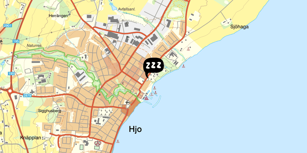 Map showing the location of STF Vandrarhem Hjo