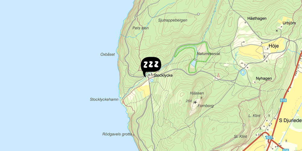 Map showing the location of Stocklycke vandrarhem