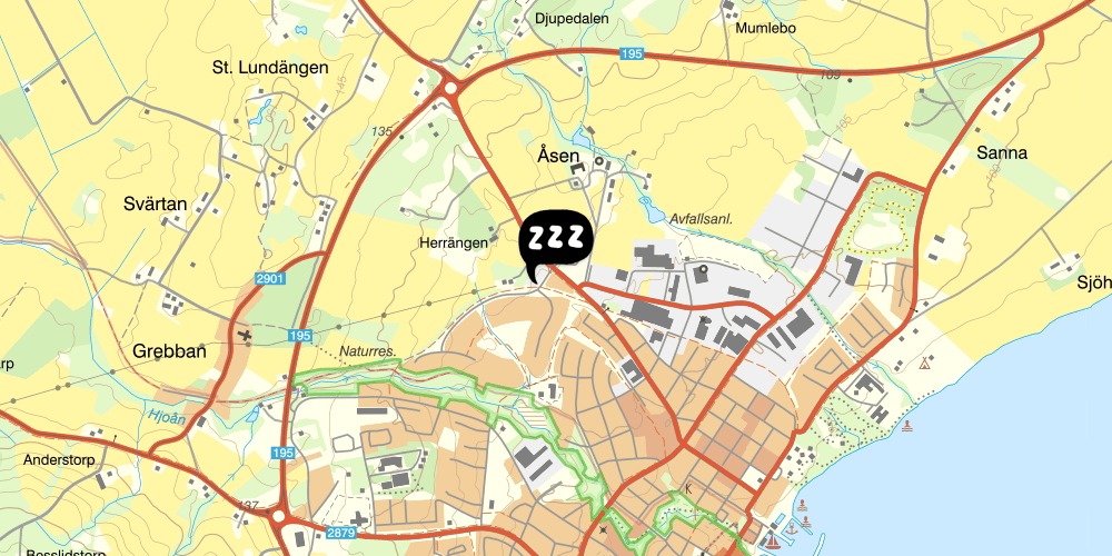Map showing the location of Hammarskioskens stugby