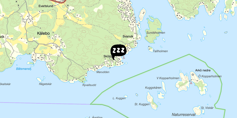 Map showing the location of Arkösund vandrarhem