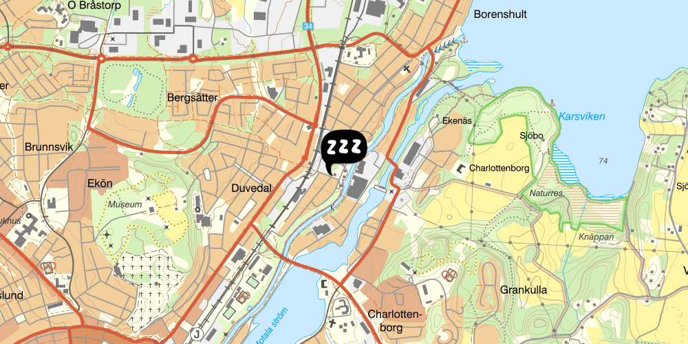 Map showing the location of Mallboden vandrarhem