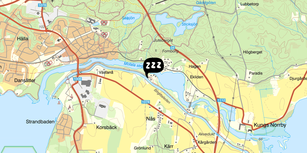 Map showing the location of STF Vandrarhem Borensberg/Glasbruket
