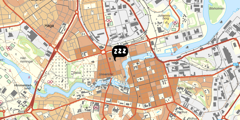 Map showing the location of Vattengrändens Vanderhem&Hotel