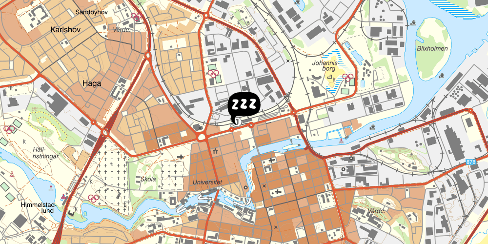 Map showing the location of Centralstationens Hotell & Vandrarhem