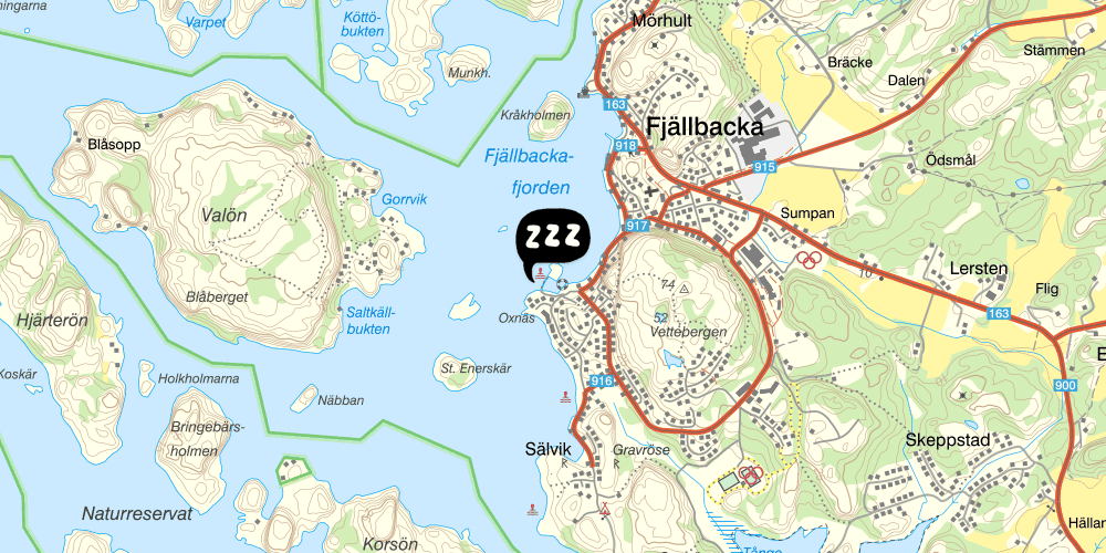 Map showing the location of Badholmens Vandrarhem