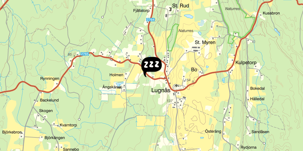 Map showing the location of Lugnåsberget Ekohotell