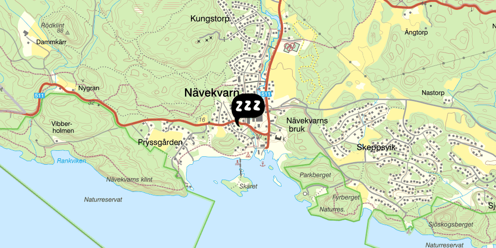 Map showing the location of Marinans Guesthouse Gamla Bruket