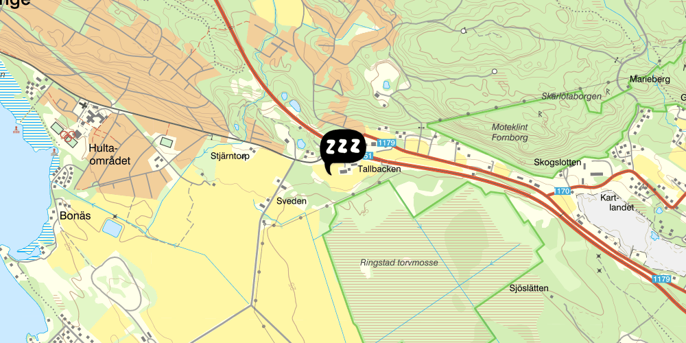 Map showing the location of Tallbackens Gård vandrarhem