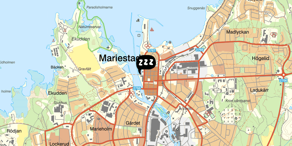Map showing the location of STF Vandrarhem Mariestad