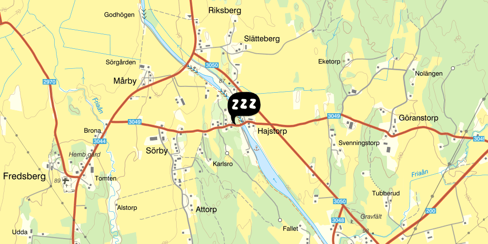 Map showing the location of Hajstorps Slusscafé & Vandrarhem