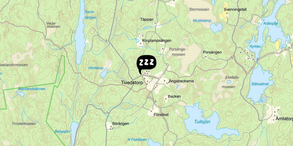 Map showing the location of STF Vandrarhem Tivedstorp