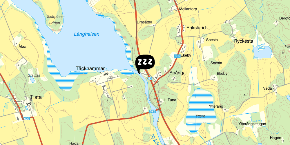 Map showing the location of Lodge Långhalsen
