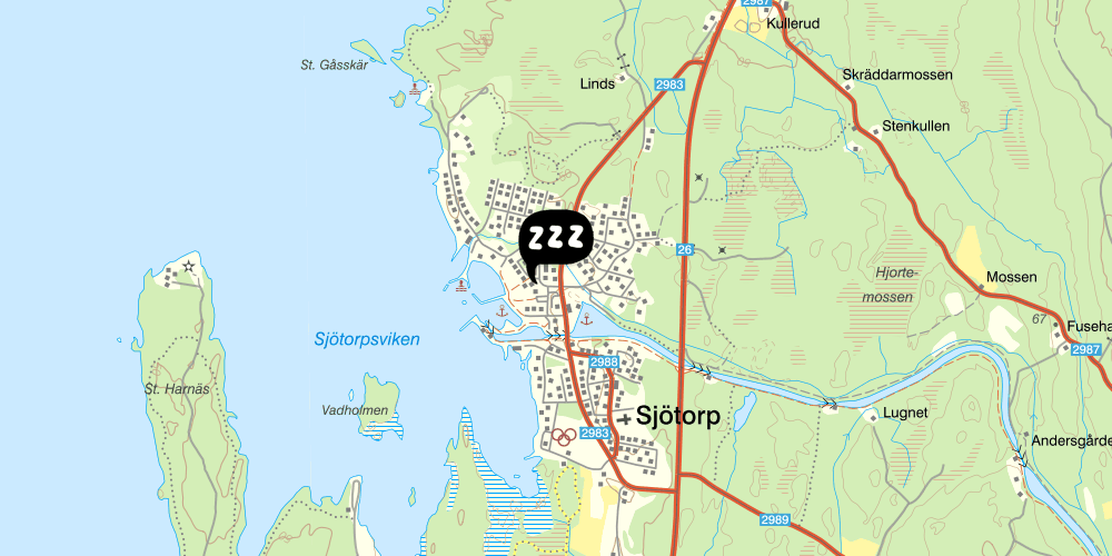 Map showing the location of Sjötorps Hostel