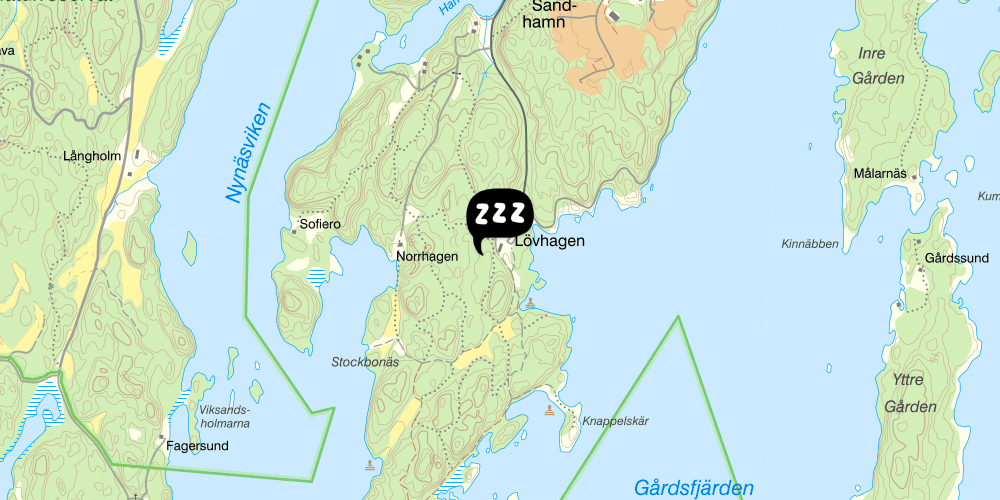 Map showing the location of Lövhagens vandrarhem