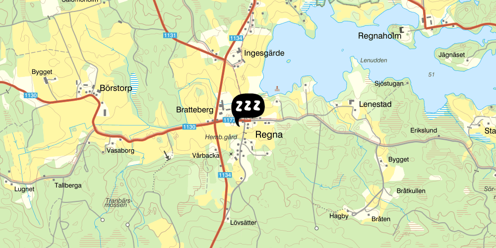 Map showing the location of Regna bed and breakfast