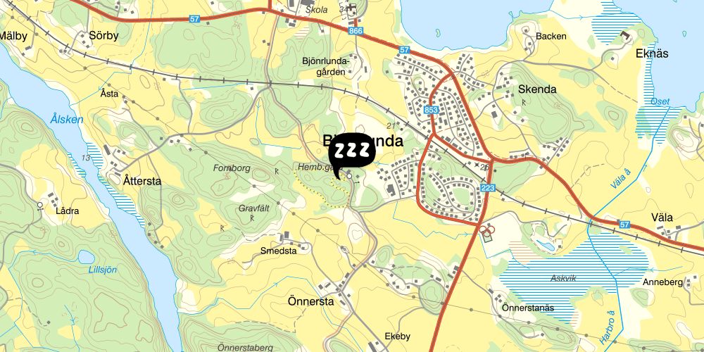 Map showing the location of Björnlunda Vandrarhem