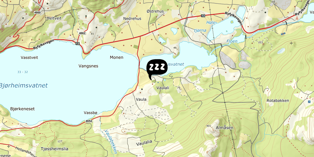 Map showing the location of Lilland Vandrerhjem Vaulali