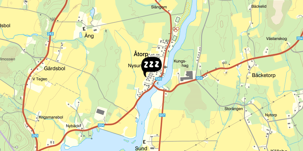 Map showing the location of Åtorps vandrarhem