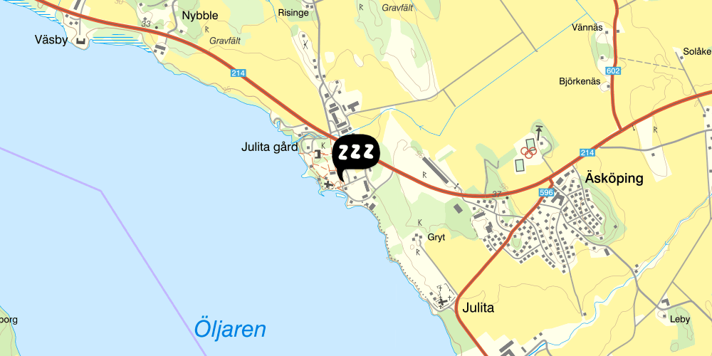 Map showing the location of Julita gård vandrarhem